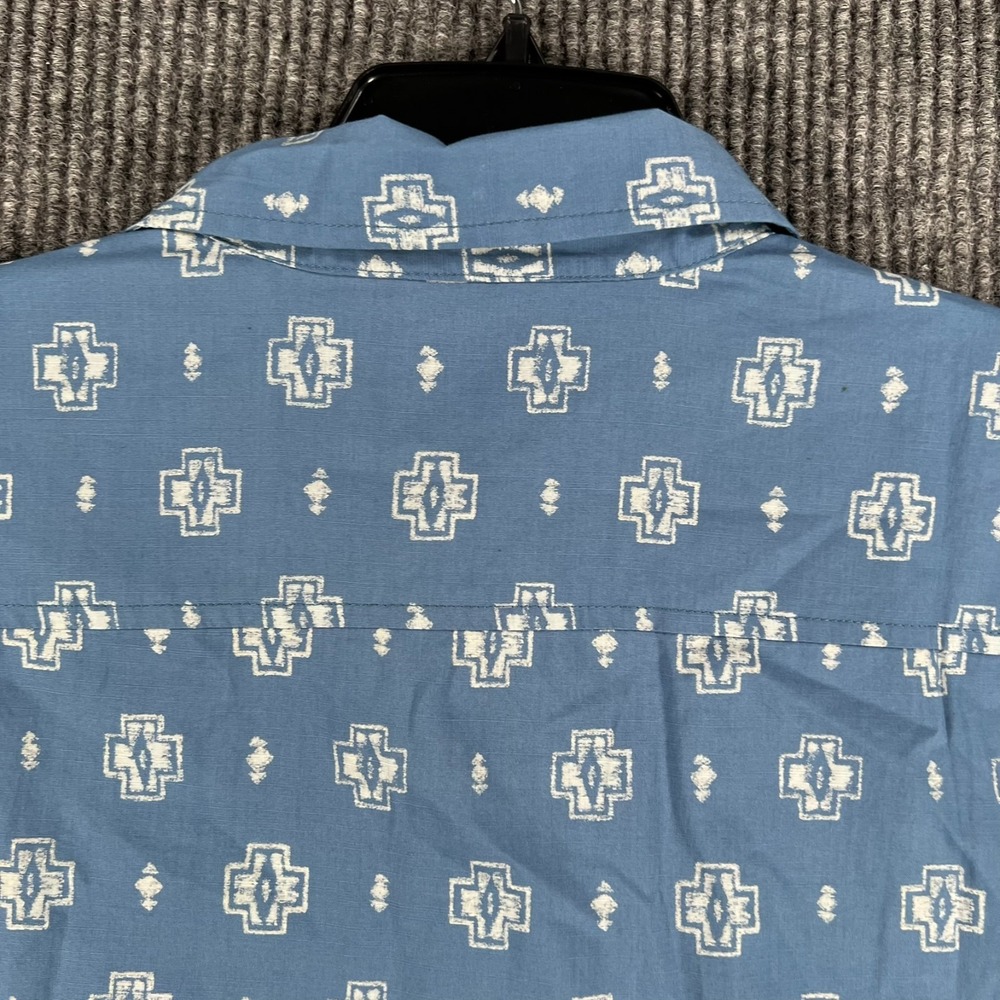 Pendleton Shirt Mens Large Blue Geometric Short Sleeve Button Comfort New - Picture 15 of 15